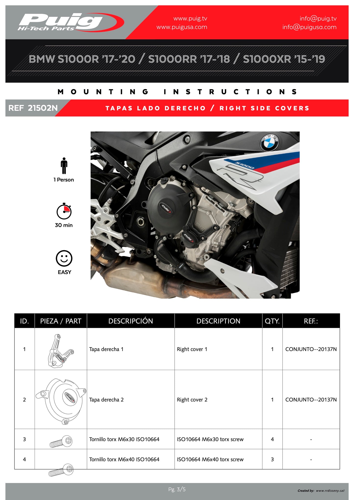 Puig Engine Case Covers Track BMW S1000XR 2015-2019, S1000R 2017-2020, RR 2017-2018