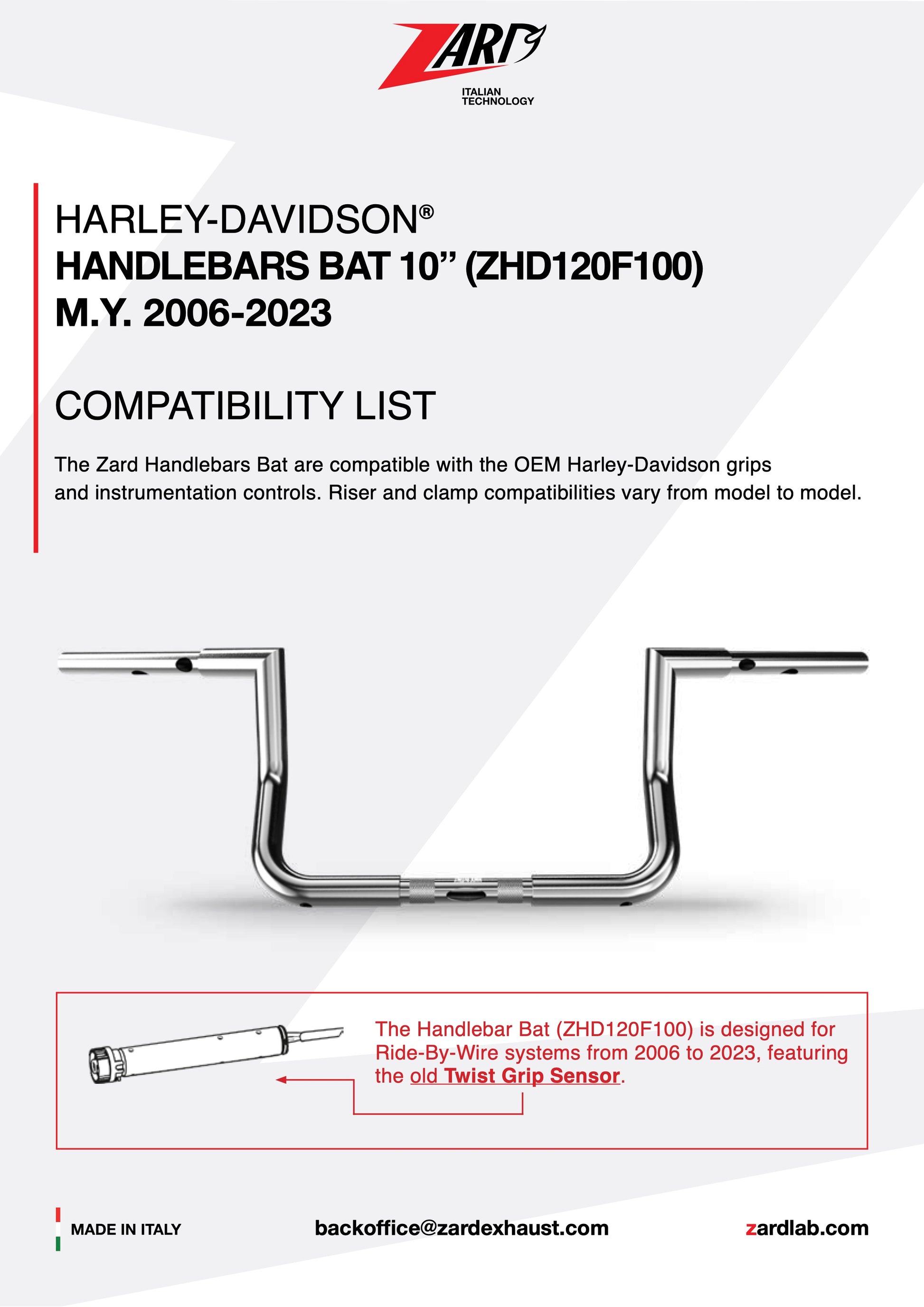 ZARD Handlebar Bat 10" Harley Davidson Touring 2006-2021 - Adventure Parts