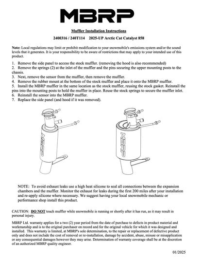 MBRP Trail Exhaust Arctic Cat Catalyst 858 2025