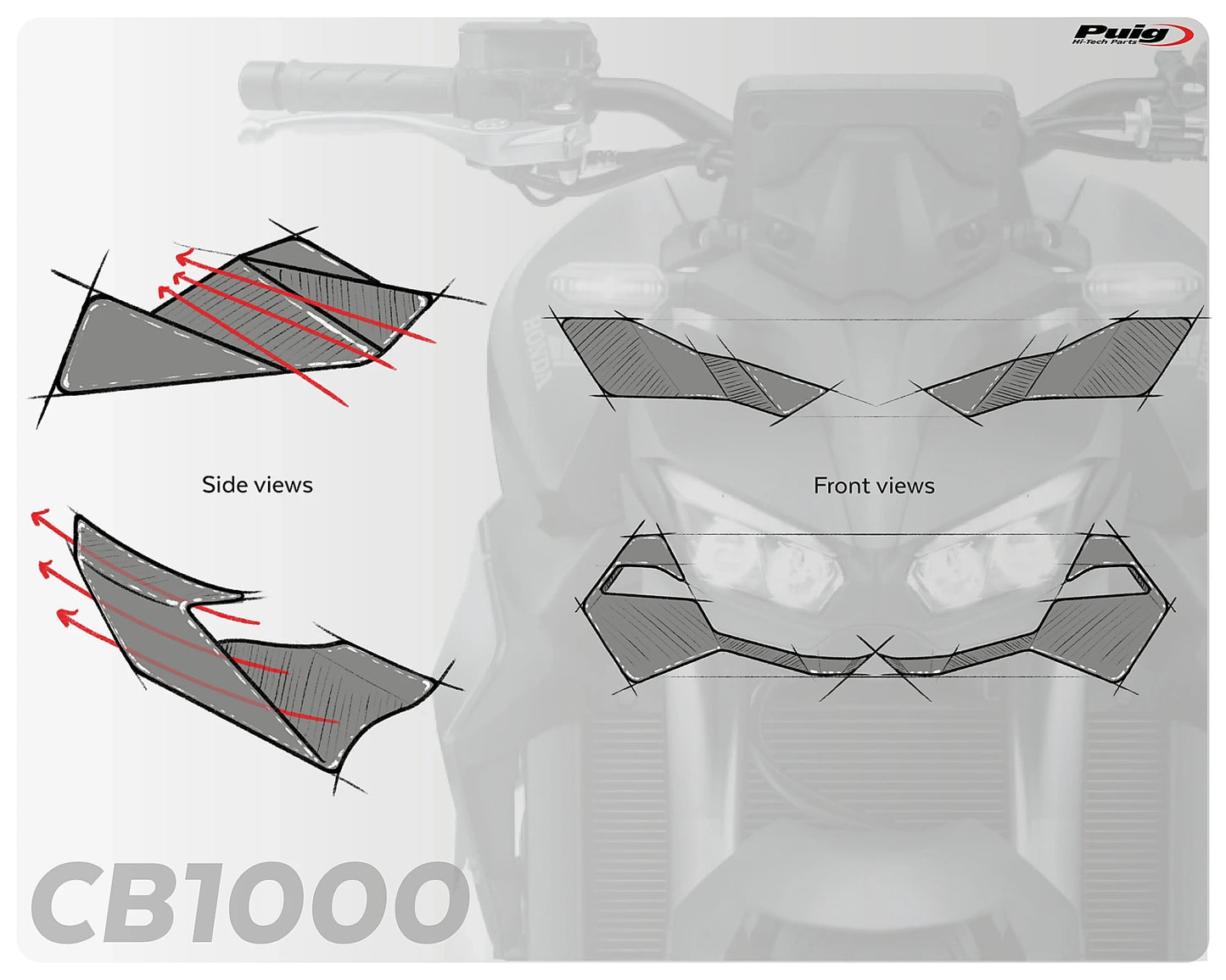 Puig Naked Frontal Spoilers HONDA CB750 HORNET 2025-2026 - Adventure Parts