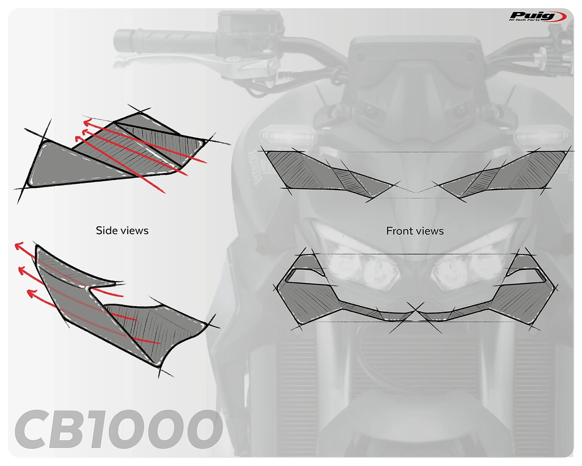 Puig Naked Frontal Spoilers HONDA CB750 HORNET 2025-2026 - Adventure Parts