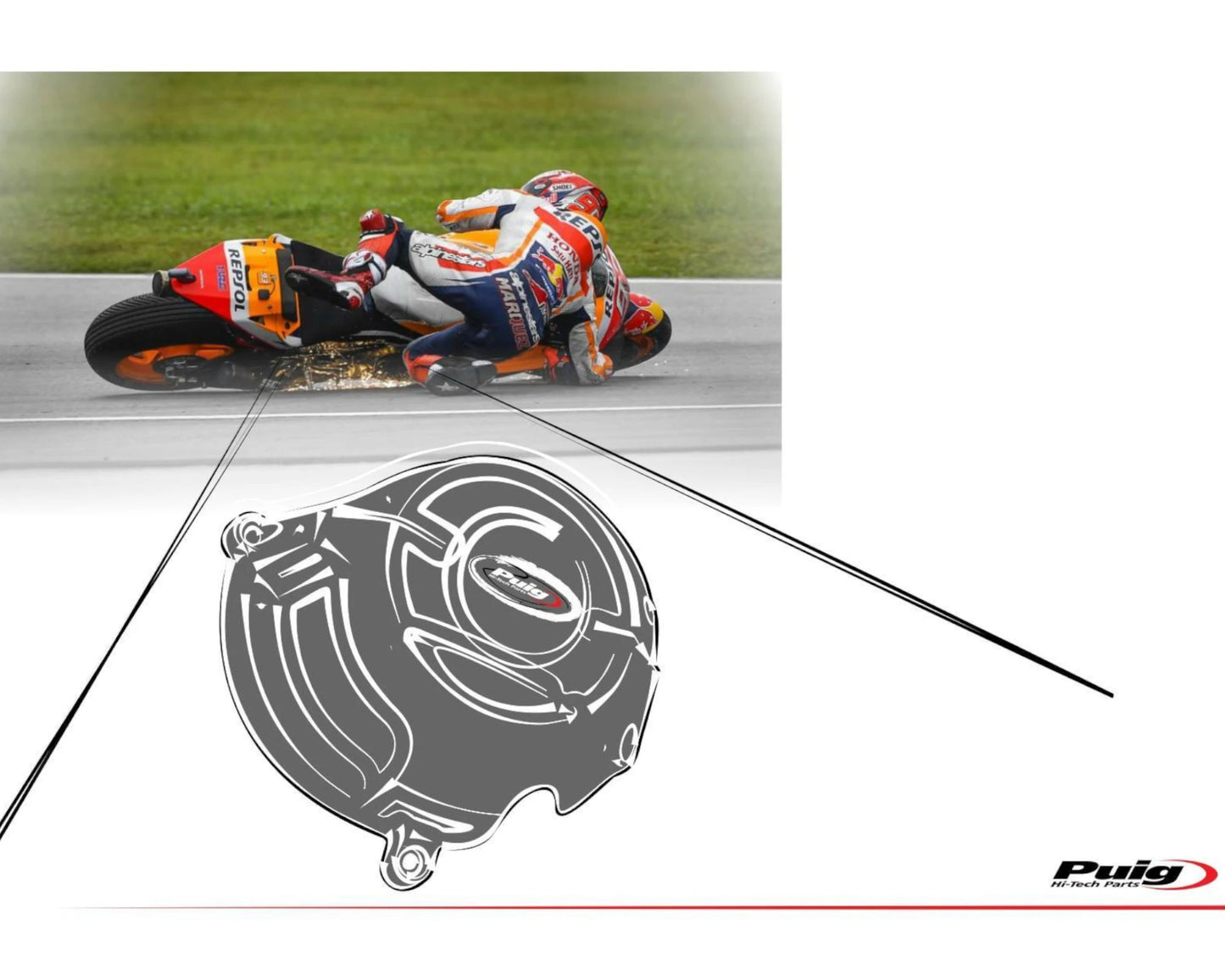 Puig Spares -Engine Protective Cover Yamaha YZF-R1 2015-2026 - Adventure Parts