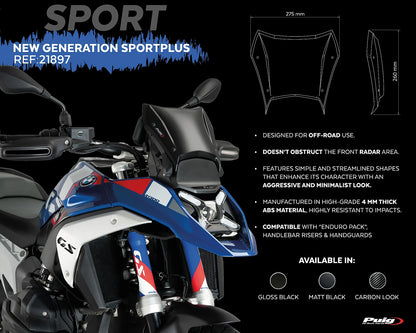 Puig Touring Plus Windshield with Visor BMW R1300GS 2023-2026