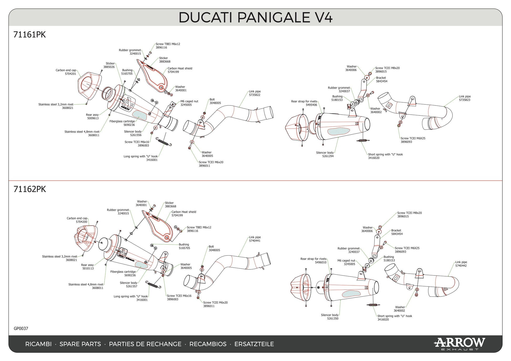 Arrow Full Exhaust System Racing Double Ducati Panigale V4 2018-2024 - Adventure Parts