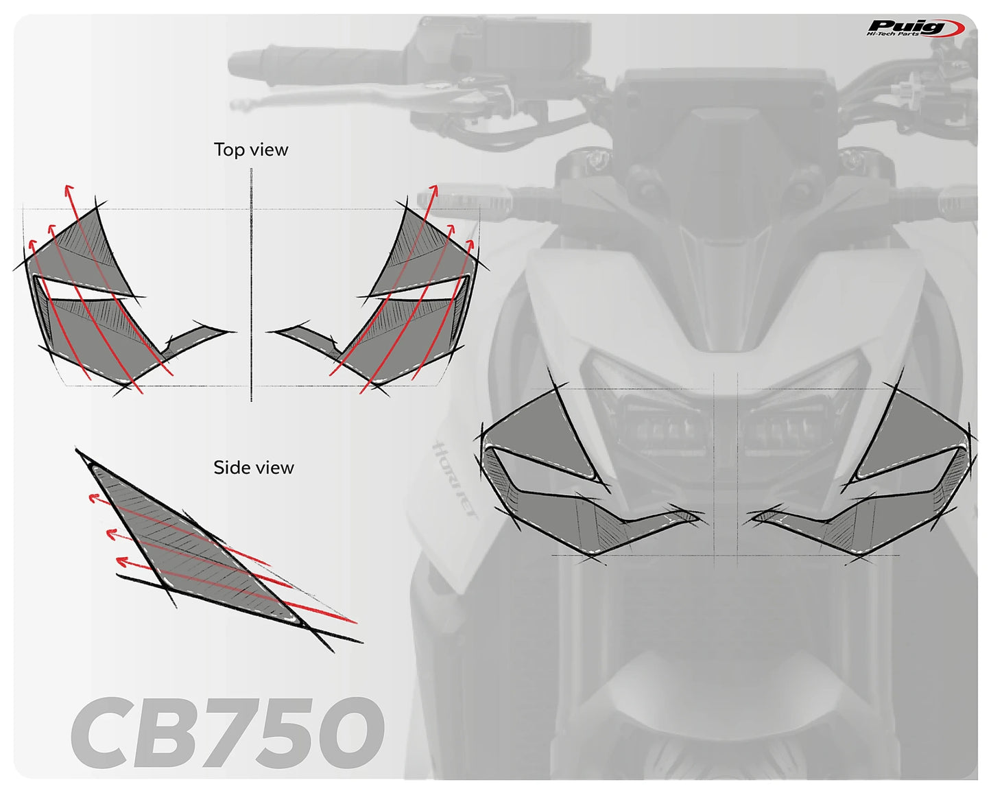 Puig Naked Frontal Spoilers HONDA CB750 HORNET 2025-2026 - Adventure Parts