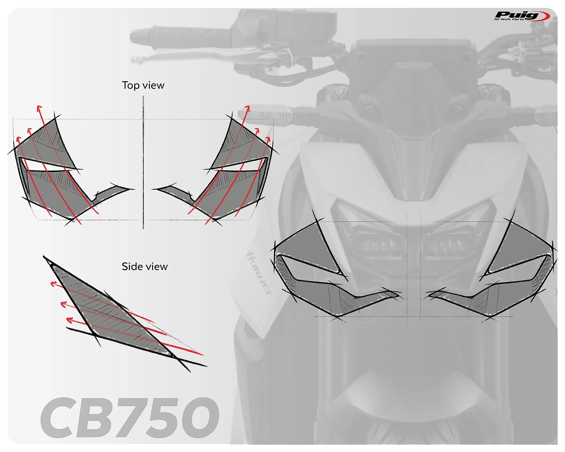 Puig Naked Frontal Spoilers HONDA CB750 HORNET 2025-2026 - Adventure Parts