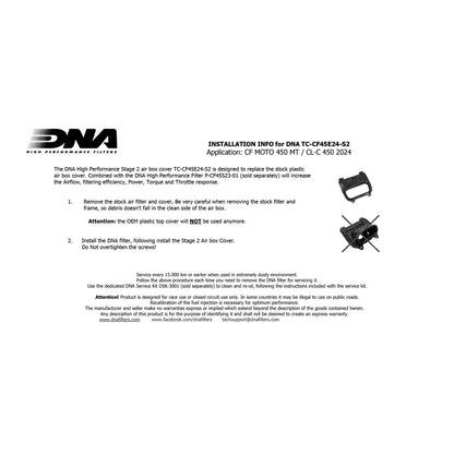 DNA Filters Air Box Cover CFMoto 450 Ibex 2024+ - Adventure Parts