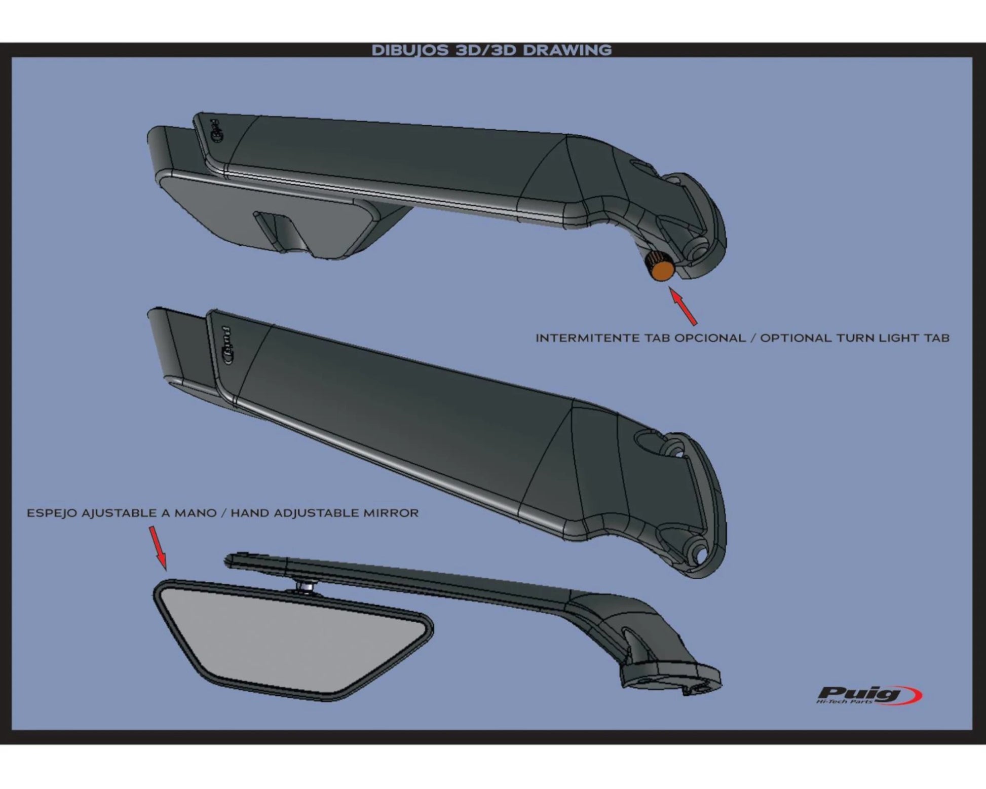 Puig Rearview Mirror Aileron Left Kawasaki Ninja 400 2018-2025 - Adventure Parts