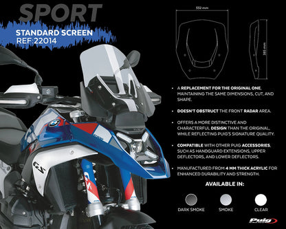 Puig Touring Plus Windshield with Visor BMW R1300GS 2023-2026