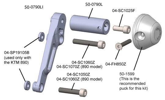 Woodcraft Frame Slider Kit KTM Duke 790/890 2018-2024