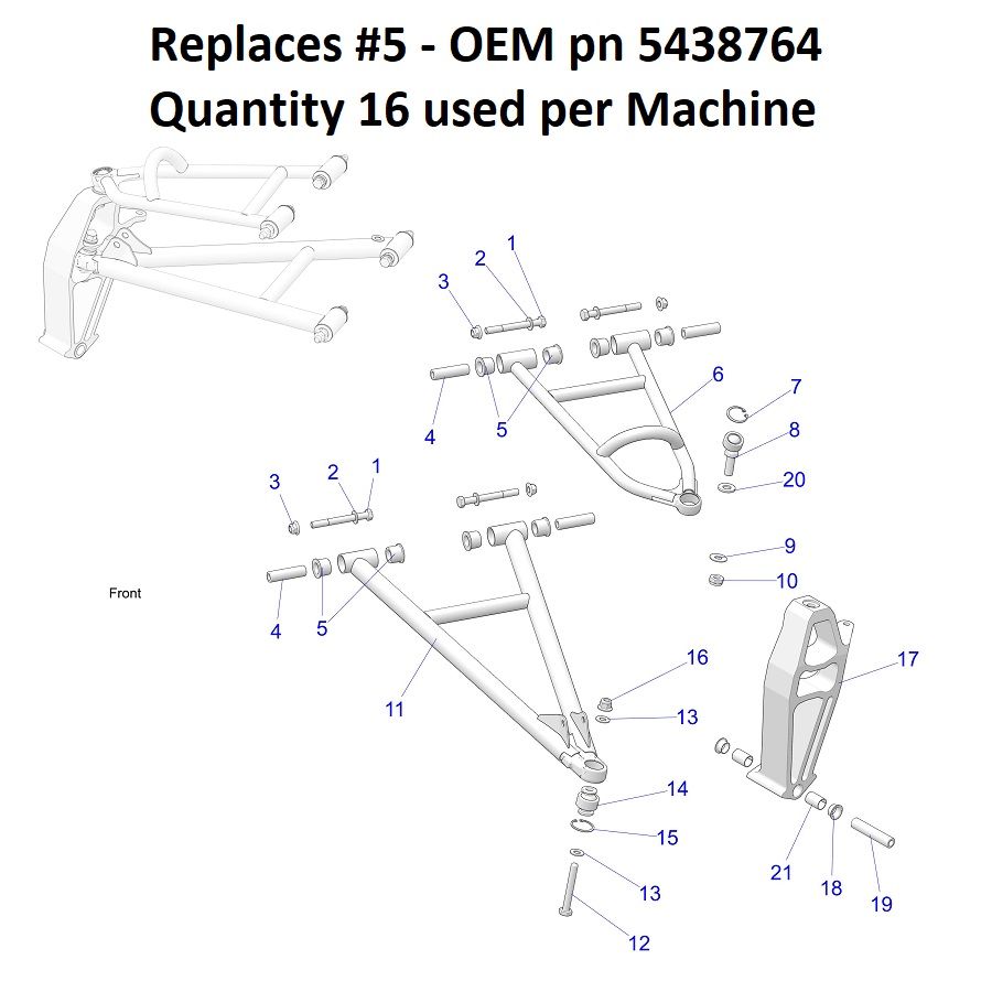 Speedwerx A-Arm Bushing Set of 16 Polaris Axys 600 R/IQR Models 2011-2024