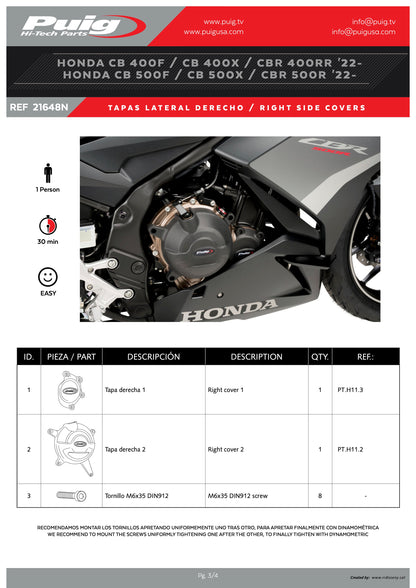 Puig Track Engine Covers  Honda NX500 2024-2025 - Adventure Parts