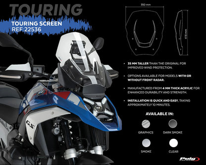 Puig Touring Plus Windshield with Visor BMW R1300GS 2023-2026