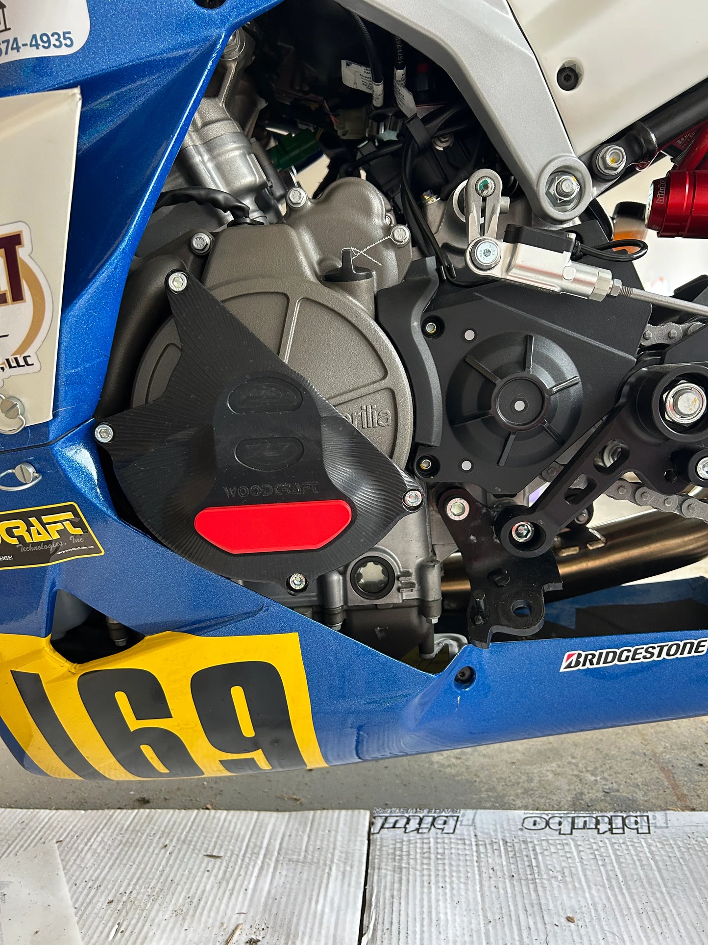 Woodcraft LHS Stator Cover Protector UHMW Plastic w/ Skid Plate Aprilia RS457 2024-2025 - Adventure Parts