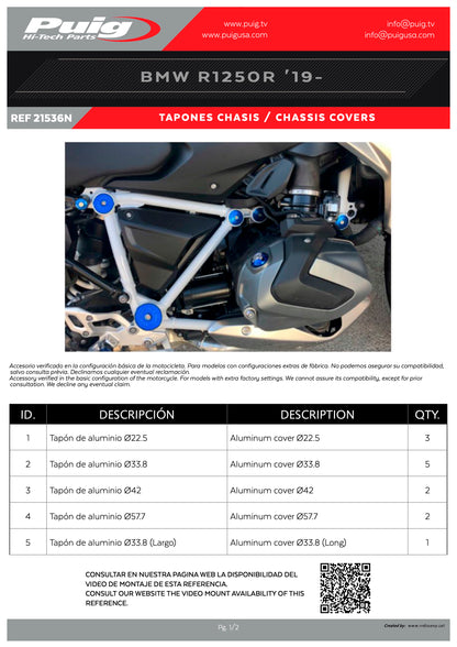 Puig Aluminum Chassis Cover BMW R1250R 2018-2025