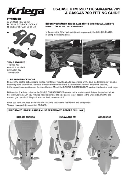 Kriega OS-Base Pannier Mounting Kit Husqvarna 701