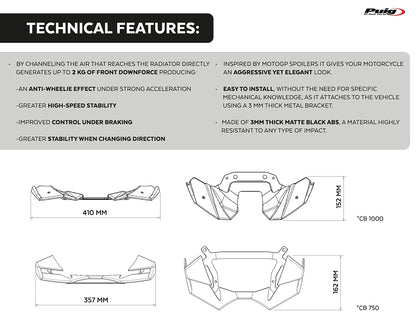 Puig Naked Frontal Spoilers HONDA CB750 HORNET 2025-2026 - Adventure Parts