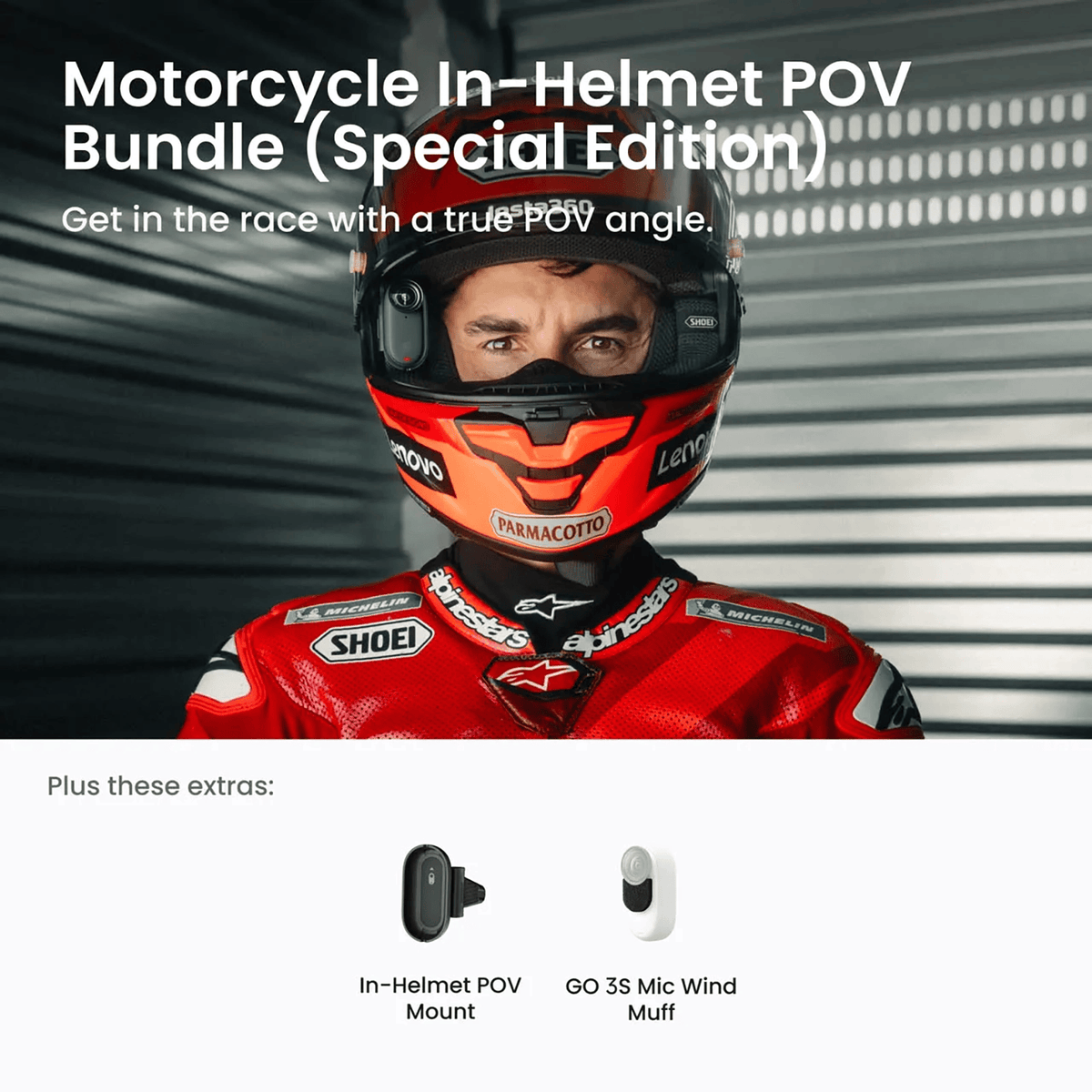 NSTA360 Go 3S Helmet Mount Bundle