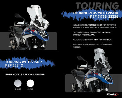 Puig Touring Plus Windshield with Visor BMW R1300GS 2023-2026