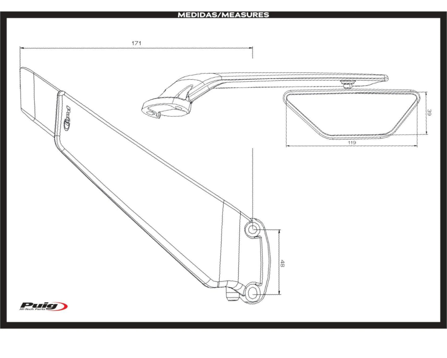 Puig Rearview Mirror Aileron Left Kawasaki Ninja 400 2018-2025 - Adventure Parts