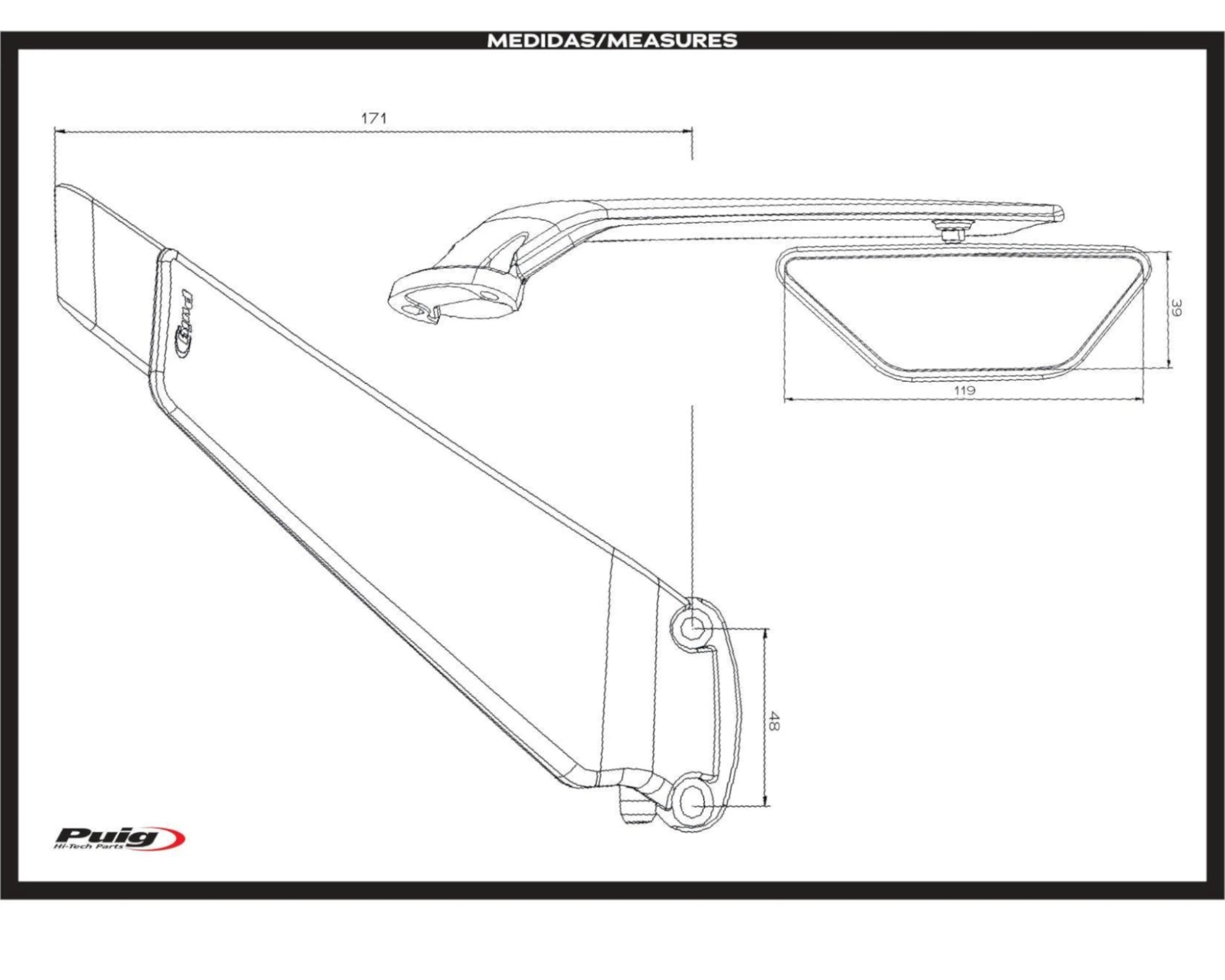 Puig Rearview Mirror Aileron Left Kawasaki Ninja 400 2018-2025 - Adventure Parts