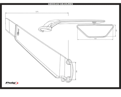 Puig Rearview Mirror Aileron Left Kawasaki Ninja 400 2018-2025 - Adventure Parts
