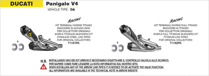 Arrow Full Exhaust System Racing Double Works Silencers Ducati Panigale V4 2018-2024 - Adventure Parts