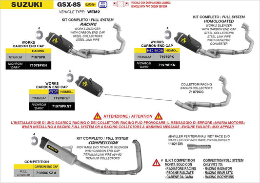 Arrow Full Exhaust System Suzuki GSX-8S 2024-2025 - Adventure Parts
