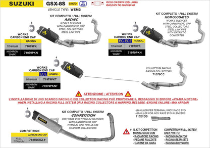 Arrow Full Exhaust System With Carby End Cap Suzuki GSX-8S 2024-2025 - Adventure Parts