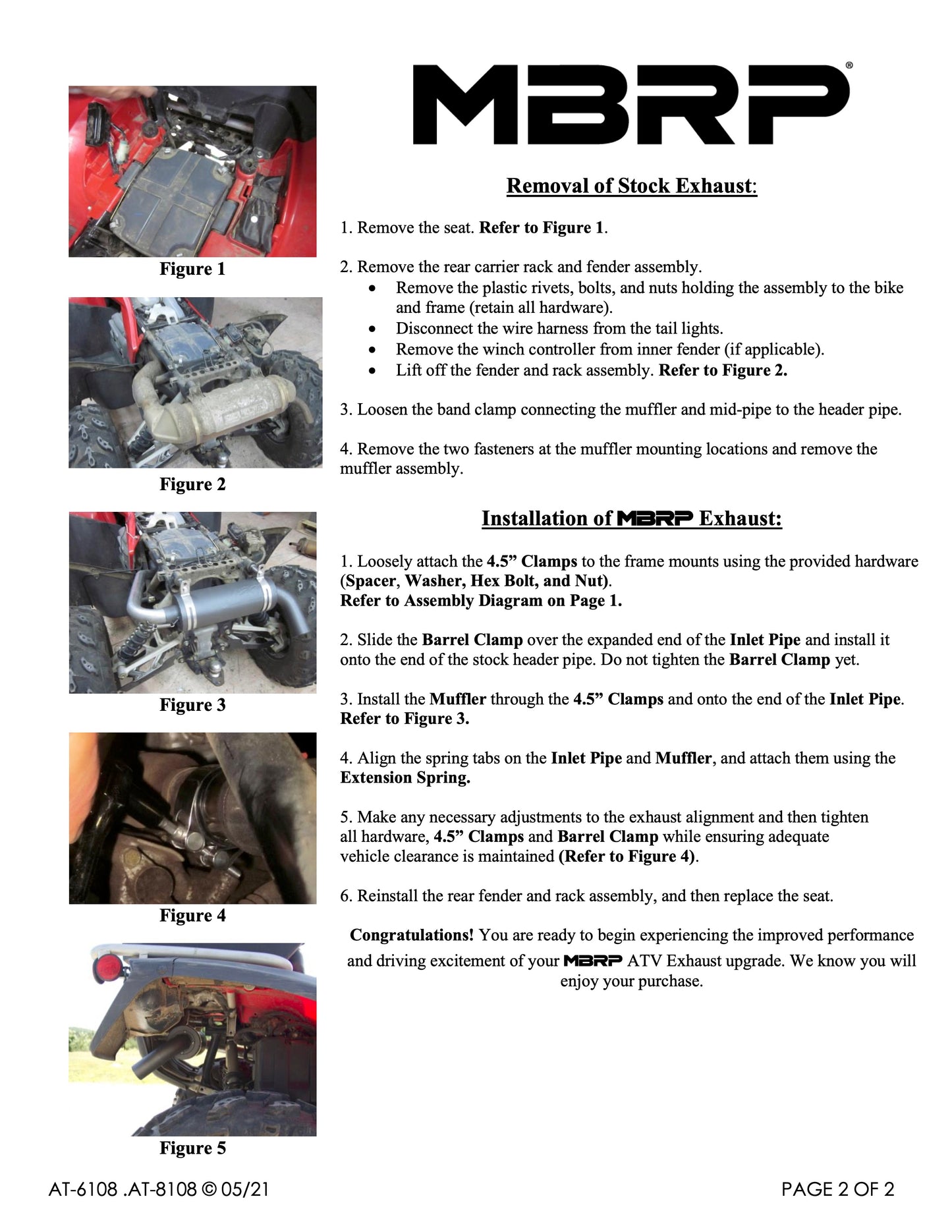 MBRP Slip-on system w/Performance Muffler Honda TRX 680FA/FGA 2006-2014