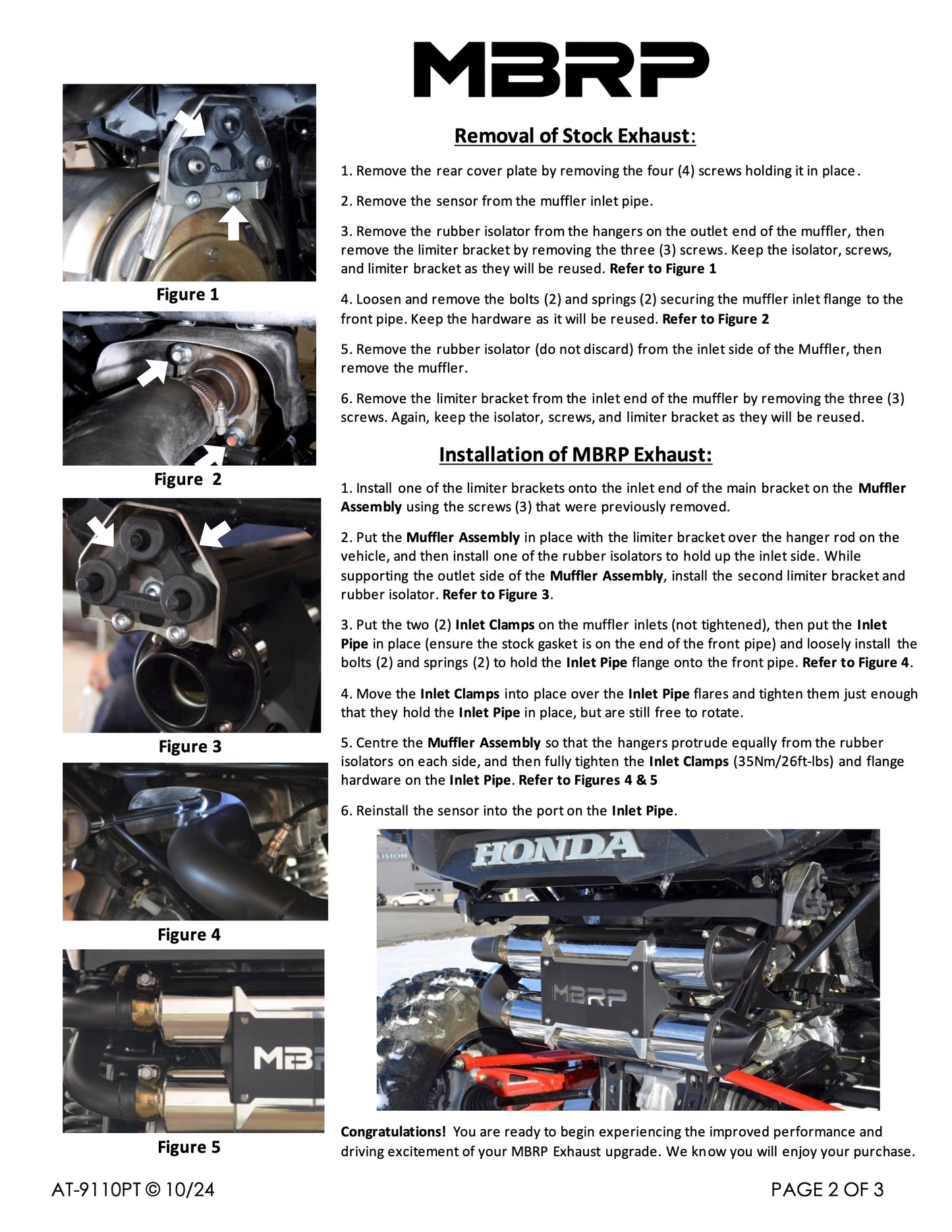 MBRP Slip-on system w/Performance Muffler Honda Talon 1000 2019-2025