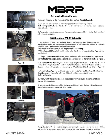 MBRP 5" Single Slip-on Performance Series Can-Am Outlander/Max 500/650/800/1000 All Models 2013-2024