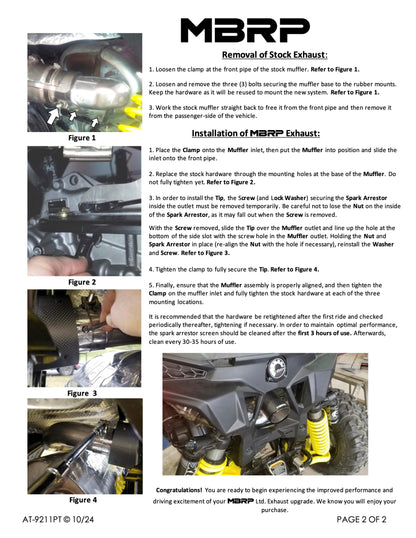 MBRP Single Slip-on Center Exit Performance Series Can-Am Maverick Sport 1000R 2019-2021