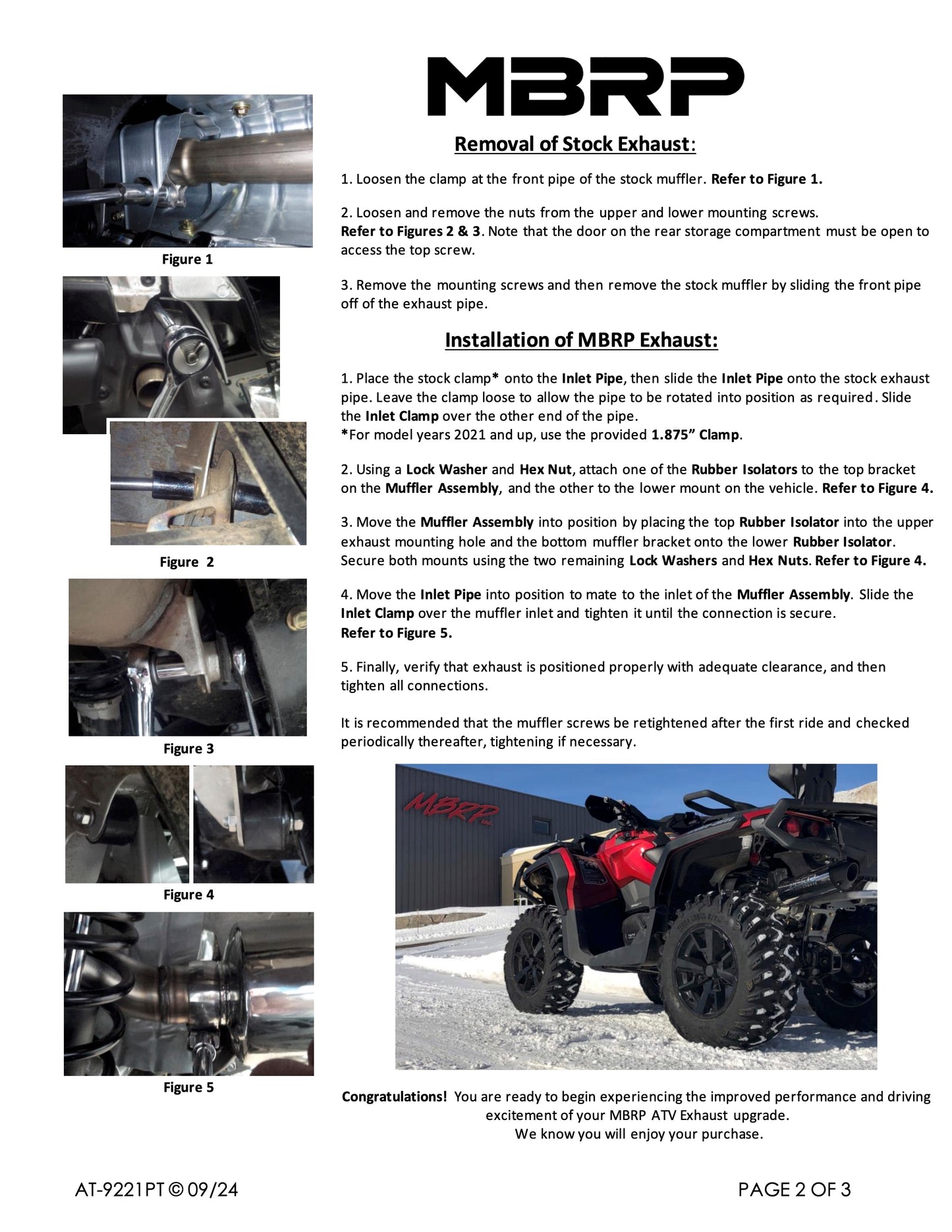 MBRP 5" Single Slip-on Performance Series Can-Am Outlander/Max 650/850/1000R 2018-2024