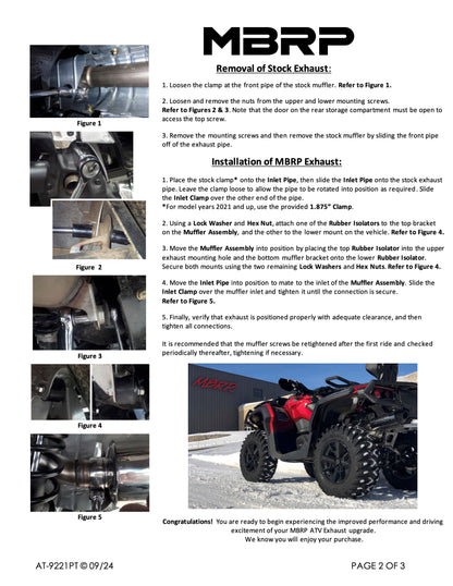 MBRP 5" Single Slip-on Performance Series Can-Am Outlander/Max 650/850/1000R 2018-2024