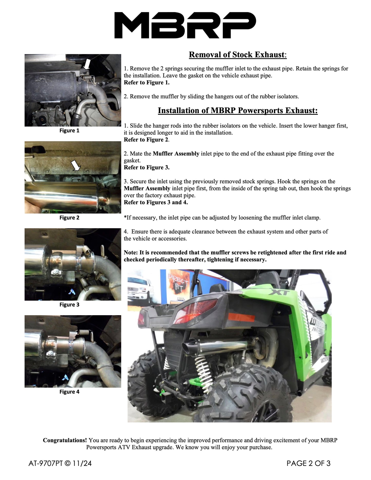 MBRP Single Slip-on Performance Series Kawasaki Teryx 4 750/800 2012-2025