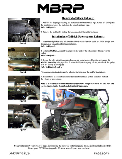 MBRP Single Slip-on Performance Series Kawasaki Teryx 4 750/800 2012-2025