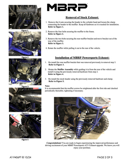 MBRP 5" Single Slip-on Performance Series Yamaha YXZ 1000R 2016-2025