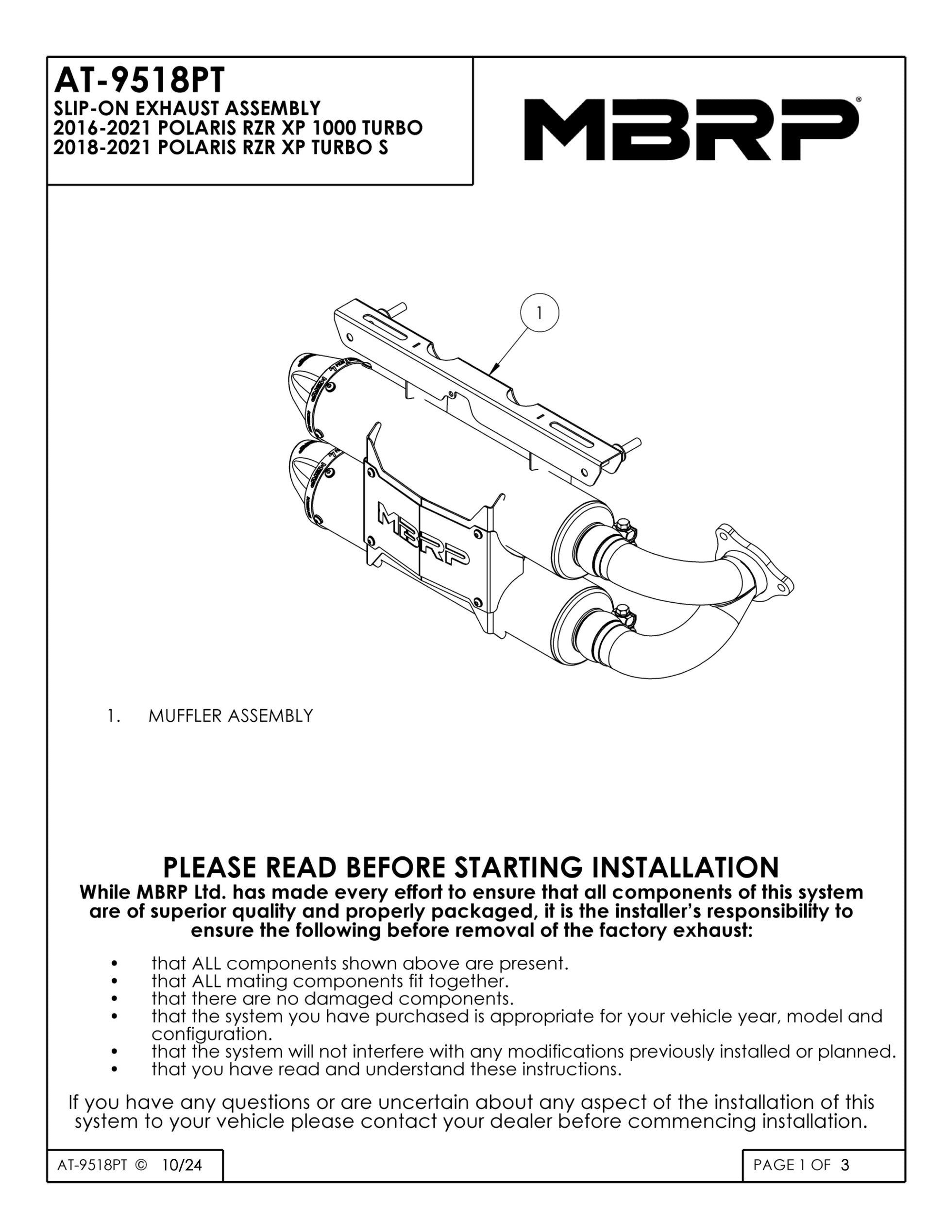 MBRP Stacked Dual Slip-on Performance Series Polaris RZR XP Turbo/S 2016-2021 - Adventure Parts