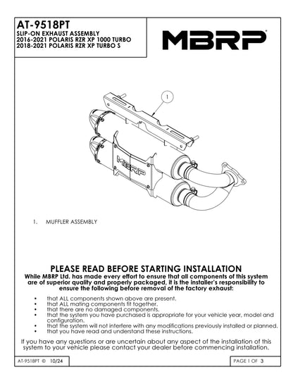 MBRP Stacked Dual Slip-on Performance Series Polaris RZR XP Turbo/S 2016-2021 - Adventure Parts