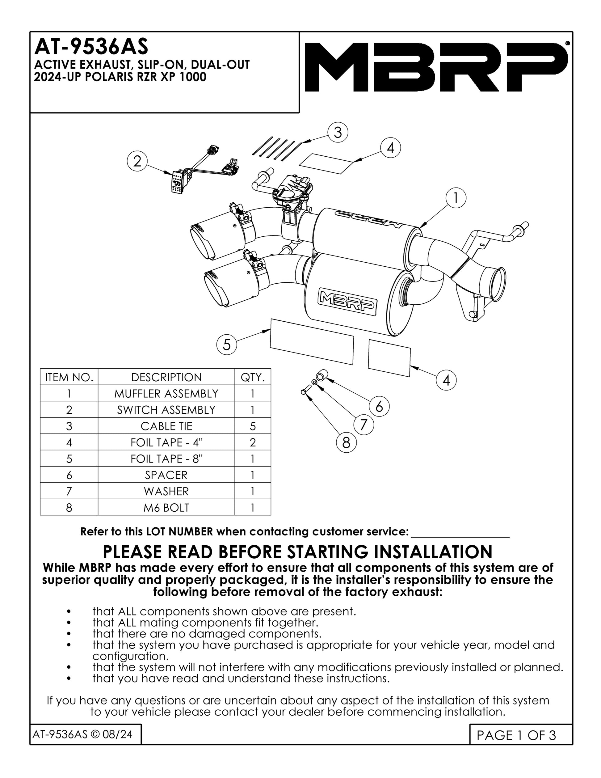 MBRP Slip-on Stacked Dual-Out Active Exhaust Polaris RZR XP 1000 2024-2025 - Adventure Parts