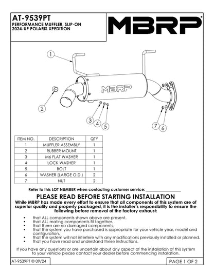 MBRP 5" Single Slip-on Performance Series Polaris Xpedition 2024-2025 - Adventure Parts