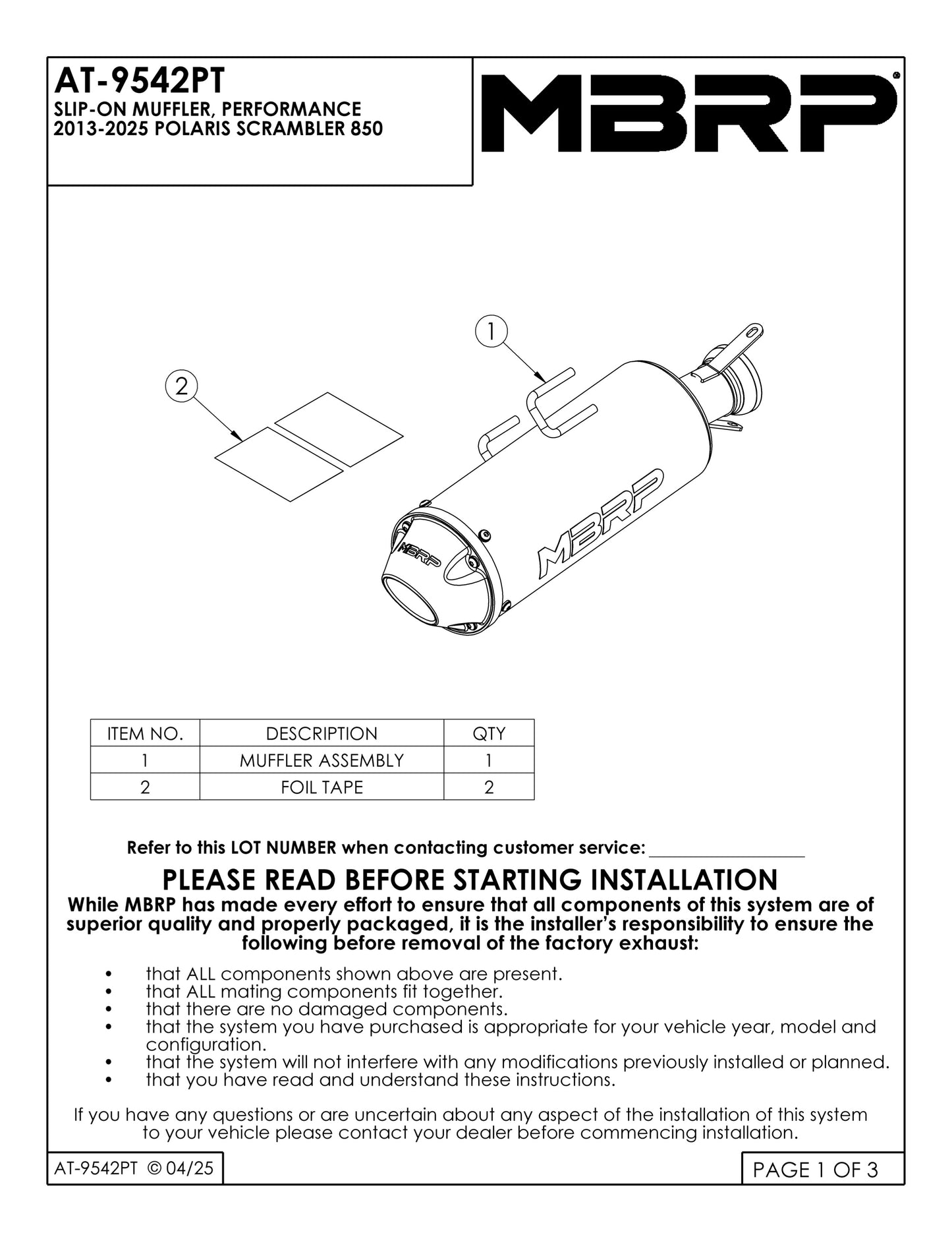 MBRP 5" Single Slip-on Performance Series Polaris Scrambler 850 2013-2025 - Adventure Parts