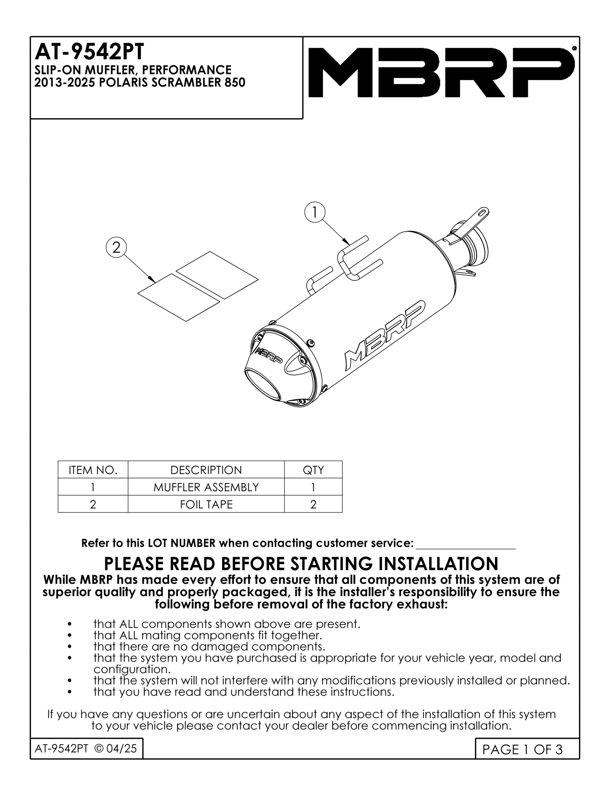 MBRP 5" Single Slip-on Performance Series Polaris Scrambler 850 2013-2025 - Adventure Parts