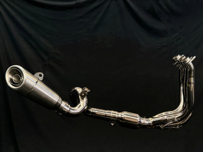 Vandemon Slash Cut Low Mount Titanium Exhaust System CFMOTO 675SR-R, 675SR-S, 675SS, 675NK 2024-2025 - Adventure Parts