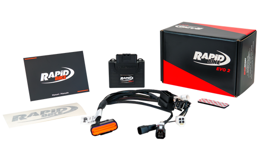 Rapid Fire automotive parts including a box, connectors, and a card on a white background