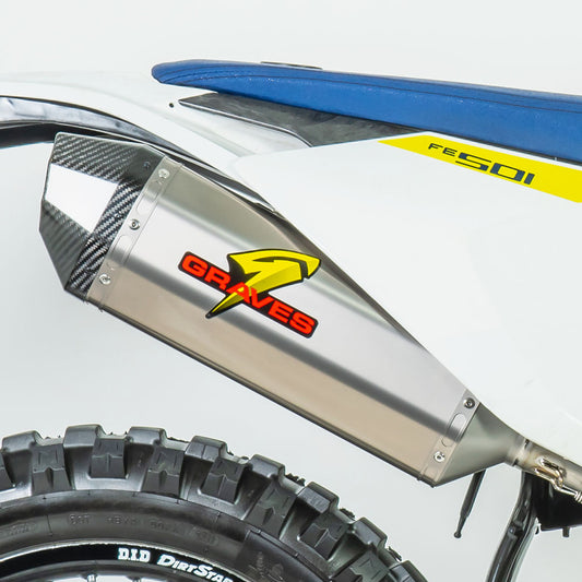 Graves Motorsports Slip-on Exhaust Titanium Octagon Dual Sport/Off-road Carbon End Cap Husqvarna FC250 2016-2019