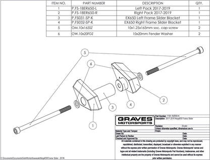 Graves Diamond Frame Sliders Kawasaki Z650 2017-2019 / Ninja 650 2017-2019