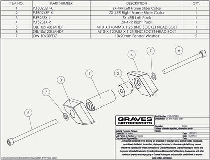 Graves Frame Slider Kit Kawasaki Ninja ZX-4RR ZX-4R 2023 +