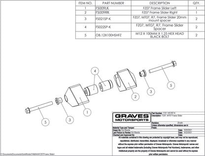 Graves Frame Sliders Yamaha FZ-07  / MT-07 2015-2021